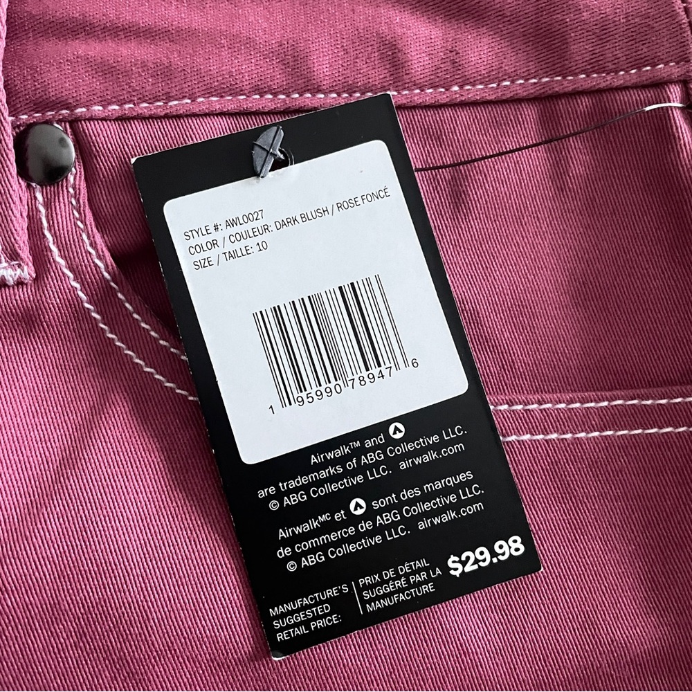 NWT AIRWALK Short 10 Pink Contrast Stitch Carpenter Shorts Y2K Skate Utility NWT - Picture 7 of 10